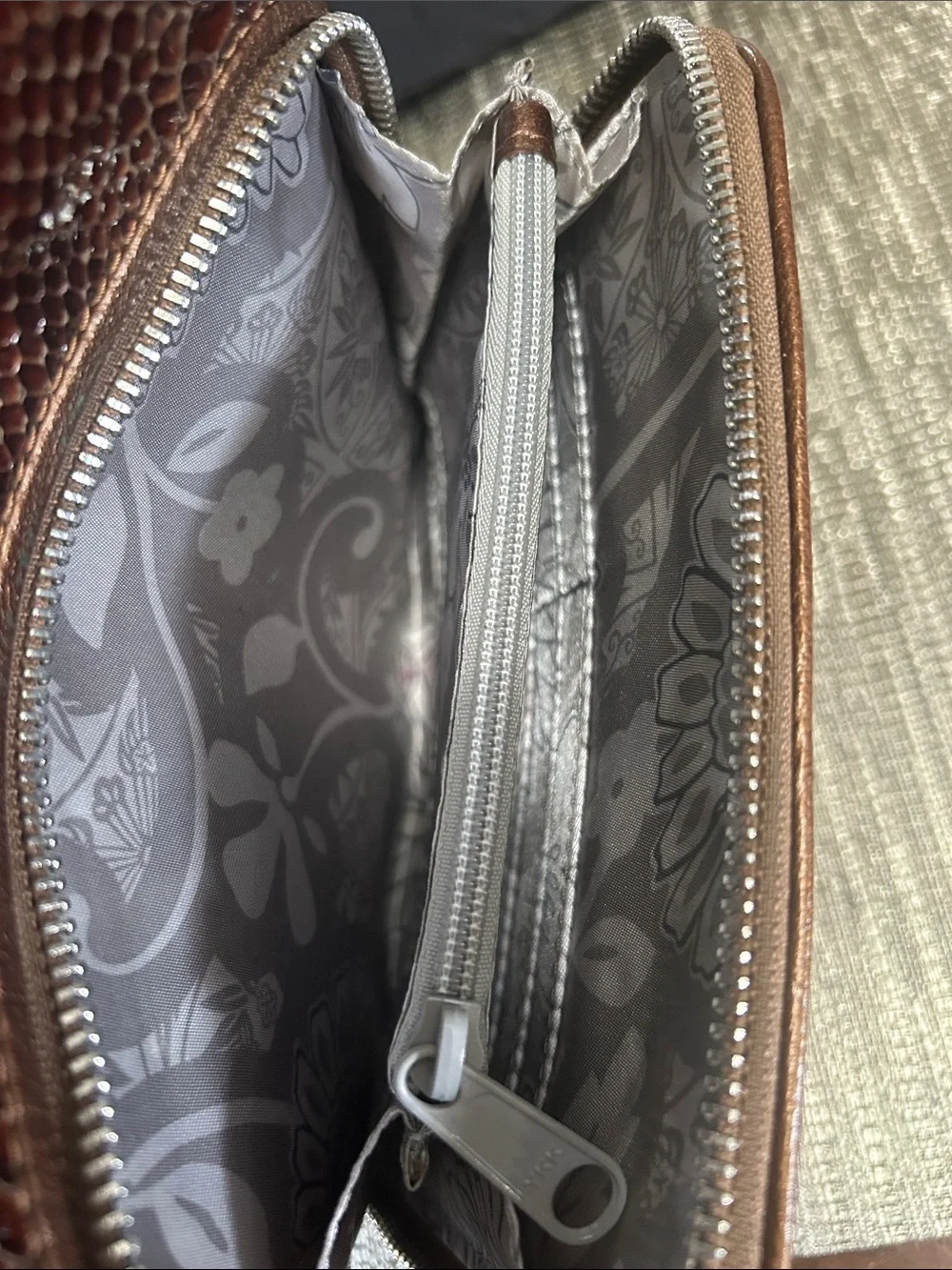 Brighton Brown Faux-Snakeskin Messenger Bag